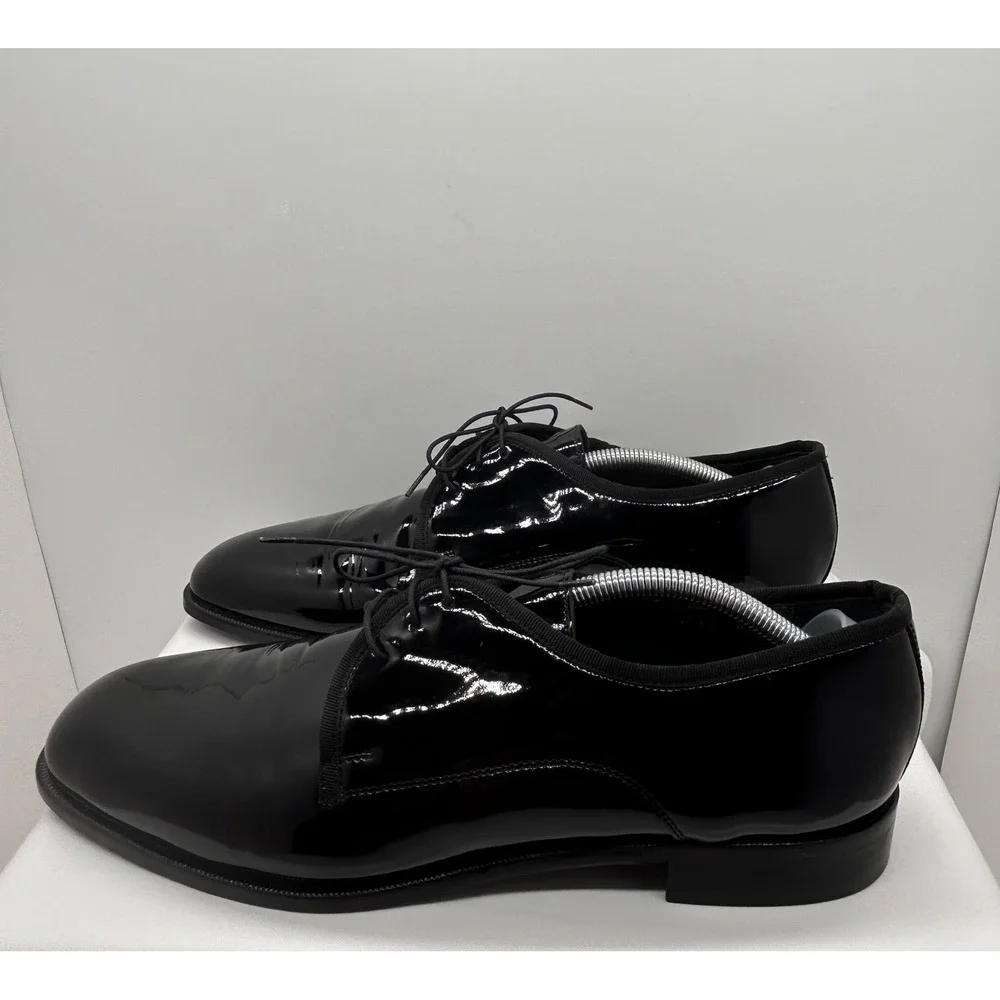 Vito Rufolo Mens Black Patent Leather Derby Dress Shoes Formal Tuxedo Wedding 12